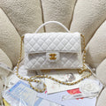 C*C 25P Flap Bag Top Handle Calfskin Gold Hardware