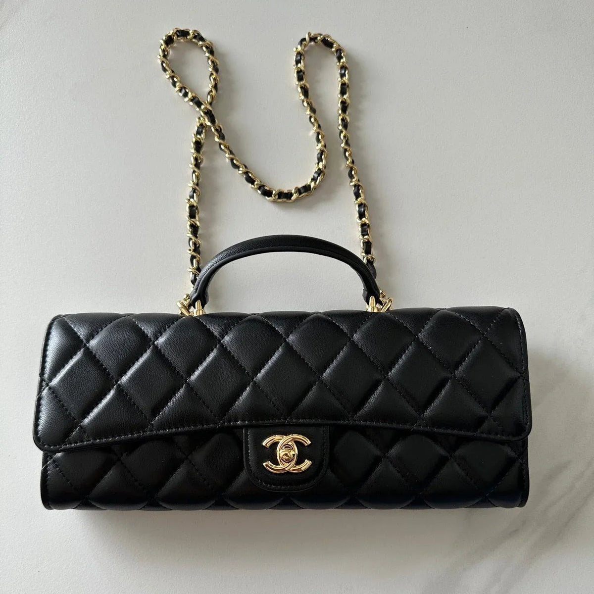 C*C 2026 Long Top Handle Clutch Lambskin