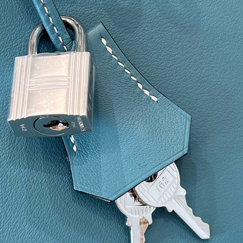 H*M Birkin 25 Swift Blue & Pearl Gray Cowhide  Grayiver Hardware (25day to produce)
