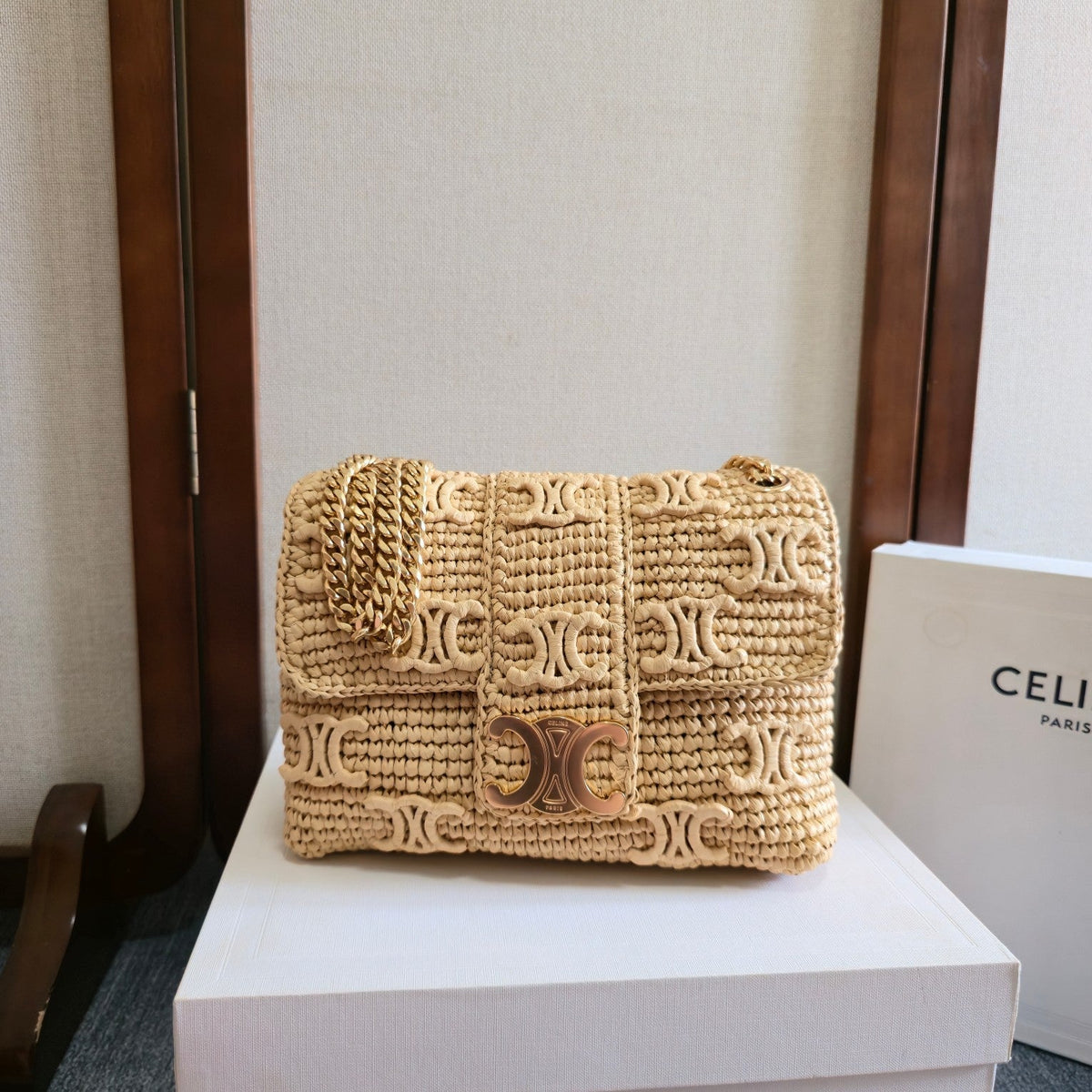 C*L Medium Victoire Bag 25cm Beige Raffia
