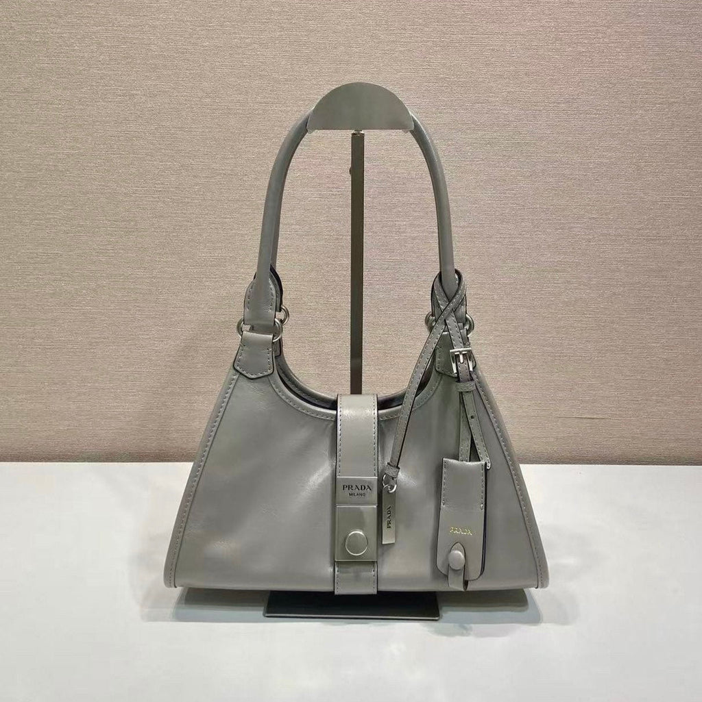 Pr*a mini catwalk model gray leather and top-grade hardware
