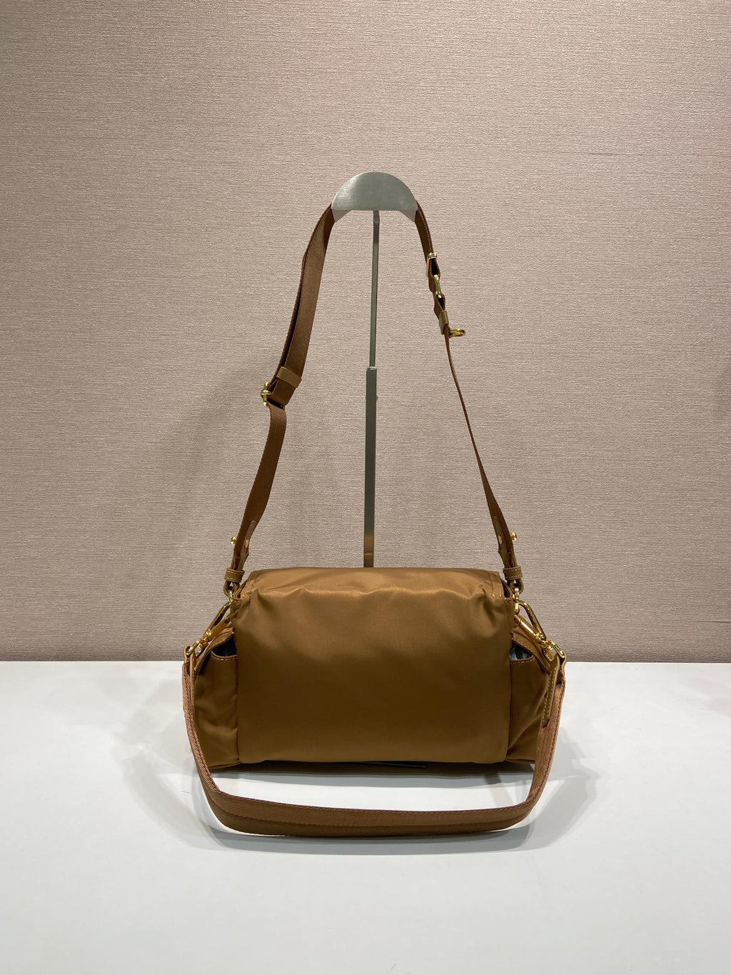 Pr*a Shoulder Bag Brown Re-Nylon and Saffiano Leather