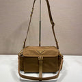 Pr*a Shoulder Bag Brown Re-Nylon and Saffiano Leather