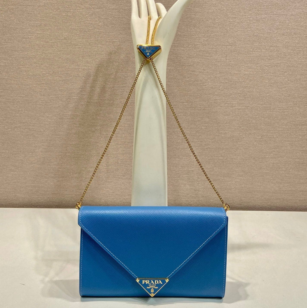 Pr*a Cross pattern envelope bag leather