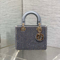 C*D Medium Lady 24 Silver Metalic Lambskin Pearl