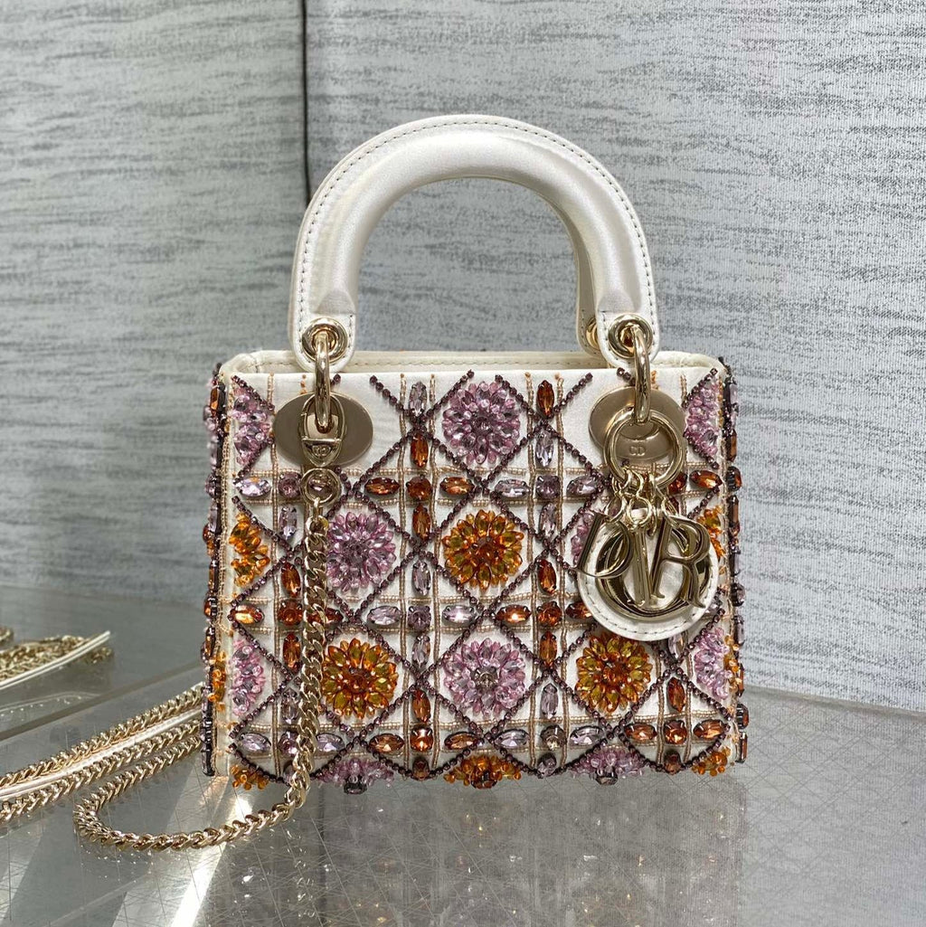 C*D Lady 17cm White Canvas Crystal Embellished