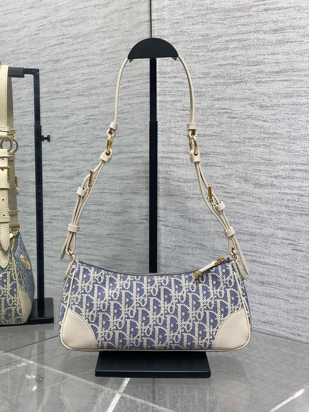 C*D Cigale mini bag 26 blue raffia-effect fabric