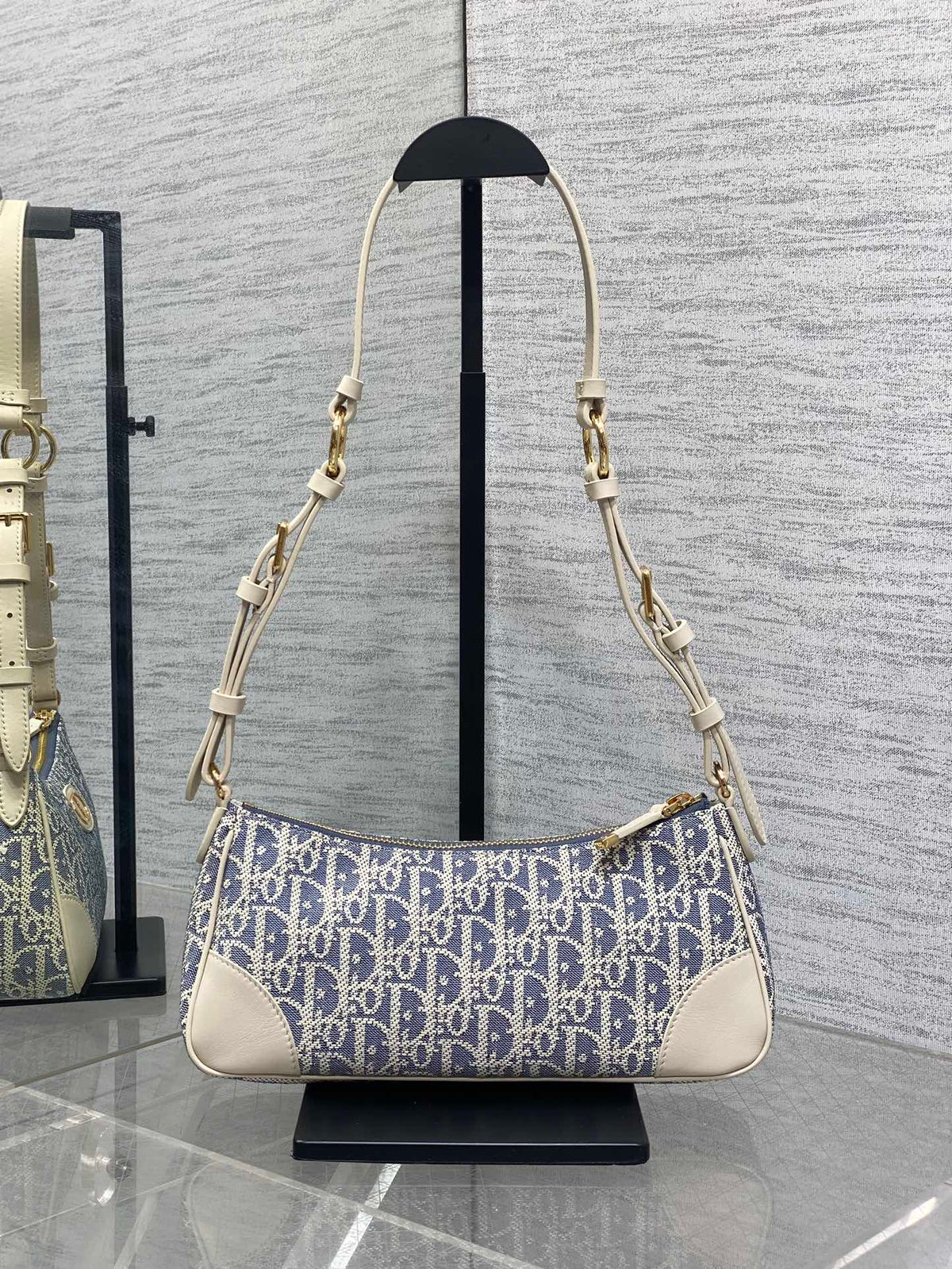 C*D Cigale mini bag 26 blue raffia-effect fabric