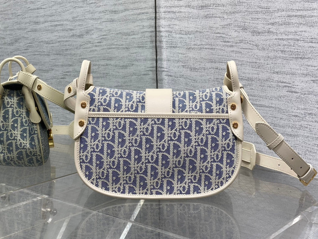 C*D Montaigne classic monogram 25 blue white canvas jacquard