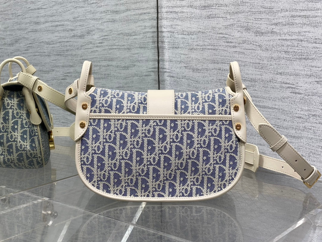 C*D Montaigne classic monogram 25 blue white canvas jacquard
