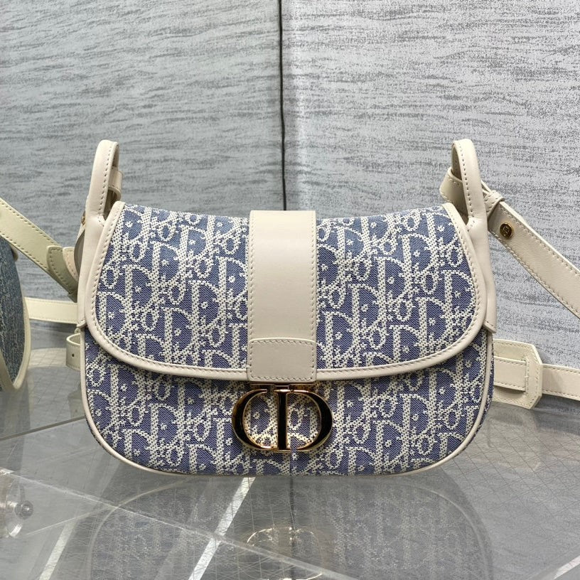 C*D Montaigne classic monogram 25 blue white canvas jacquard