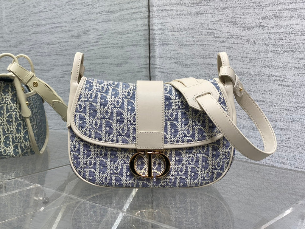 C*D Montaigne classic monogram 25 blue white canvas jacquard