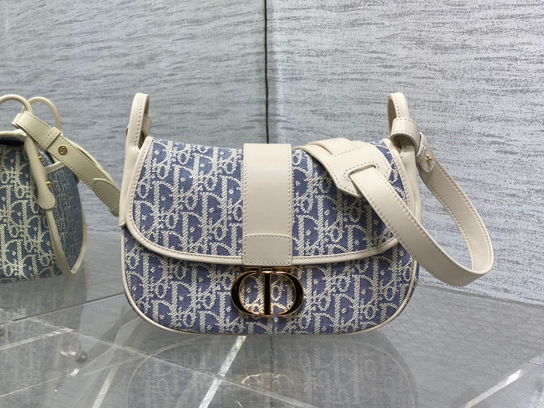 C*D Montaigne classic monogram 25 blue white canvas jacquard