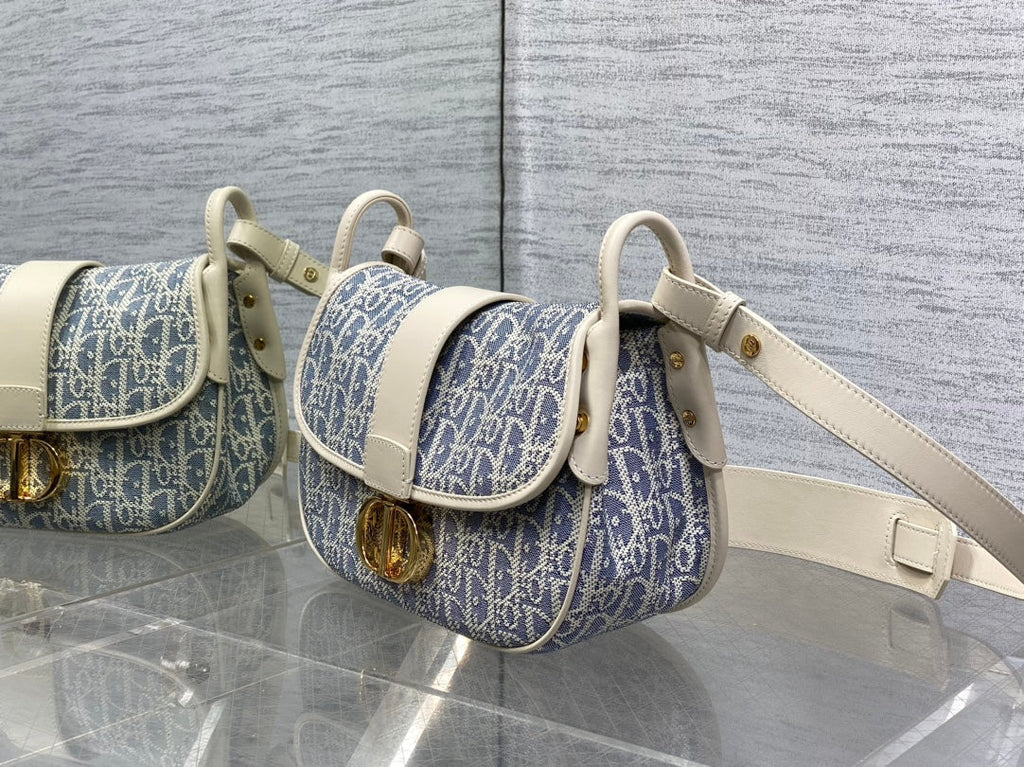C*D Montaigne classic monogram 25 blue white canvas jacquard
