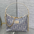 D*or 2025 Bag 19cm Blue mix White Oblique Fabric mix Leather