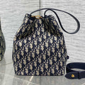 D*or 2025 Star Bucket Bag Navy Blue mix Beige Canvas Leather