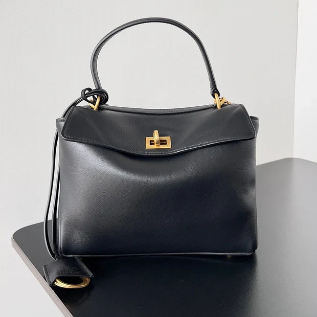 B*lenciaga 2026 Rodeo Bag 22 Black Calfskin Gold Hardware