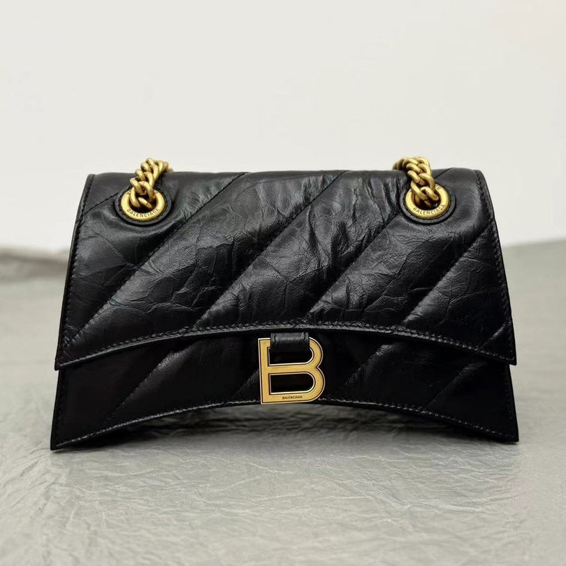 CRUSH CHAIN BAG QUILTED CRUSHED CALFSKIN GOLD HARDWARE
