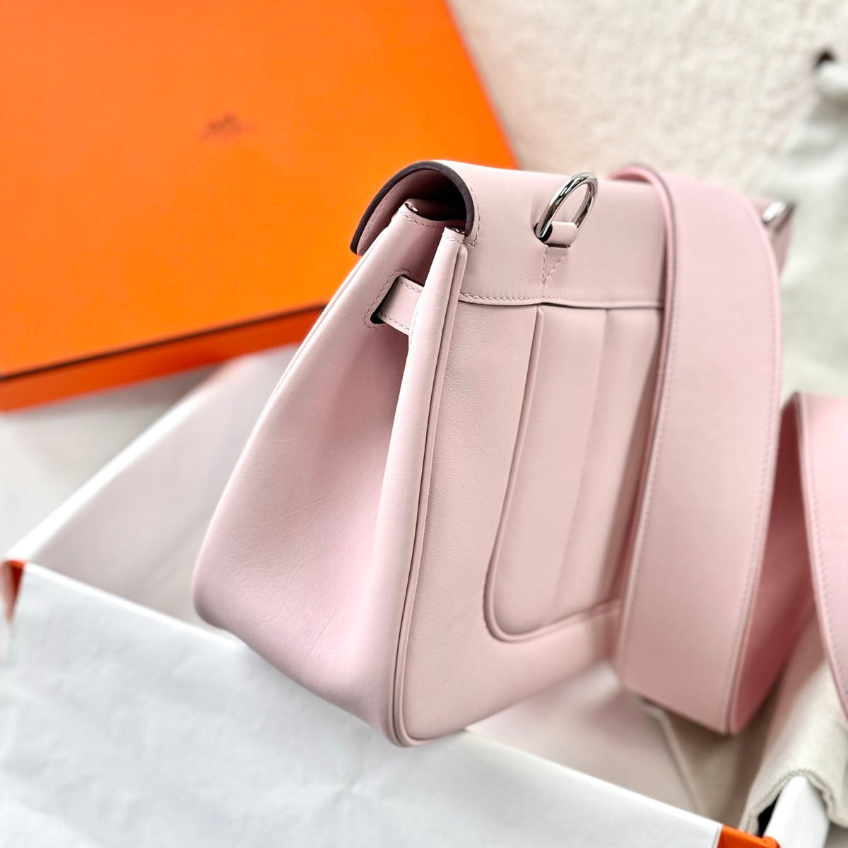 H*M Berline Bag 28cm Light Pink Calfskin 284554 (Production time: 25 days)