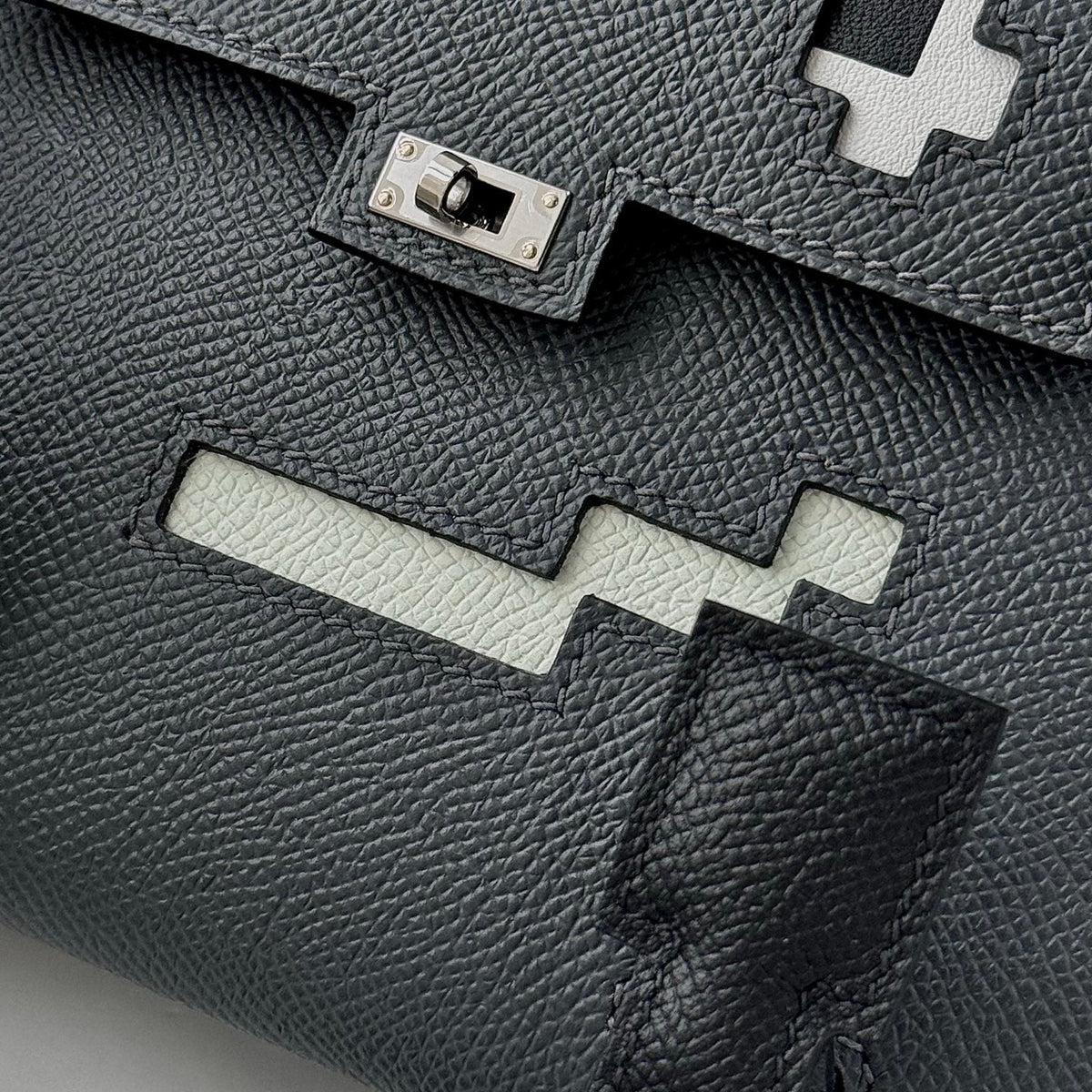 H*M Kelly Doll Bag 18cm Fog Gray Epsom Leather