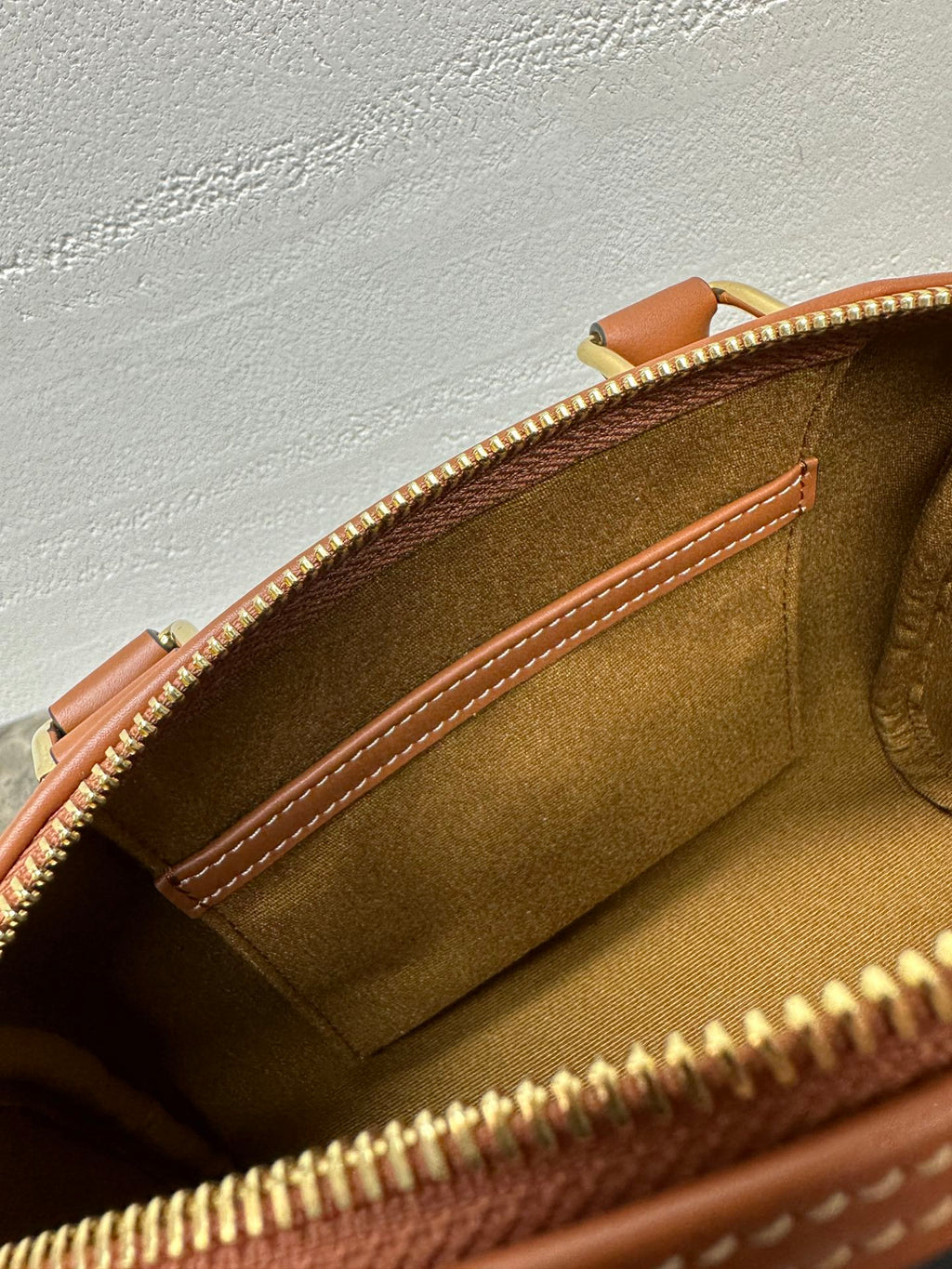 C*line Small Boston Bag In The Triomphe Canvas And Tan Calfskin