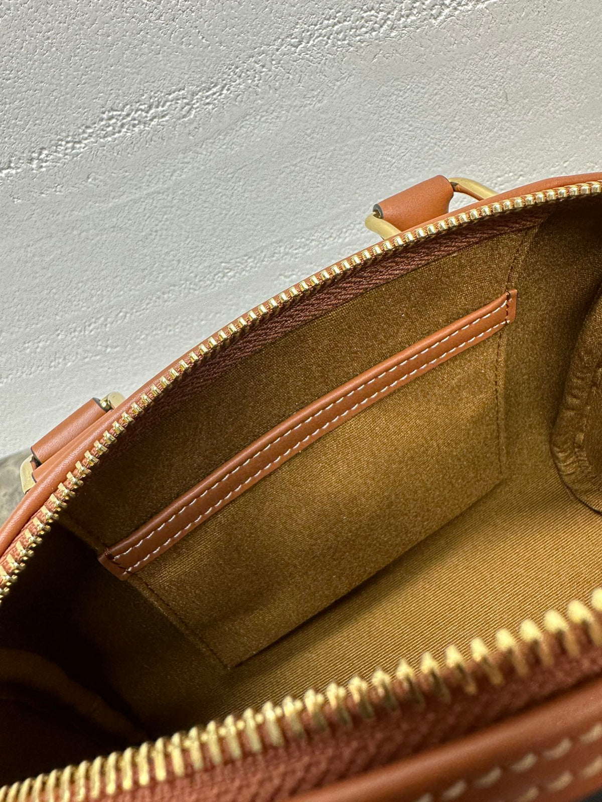 C*line Small Boston Bag In The Triomphe Canvas And Tan Calfskin
