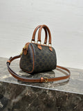 C*line Small Boston Bag In The Triomphe Canvas And Tan Calfskin