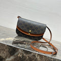 C*lin Duo Wallet On Strap Triomphe Brown Black Canvas and Calfskin