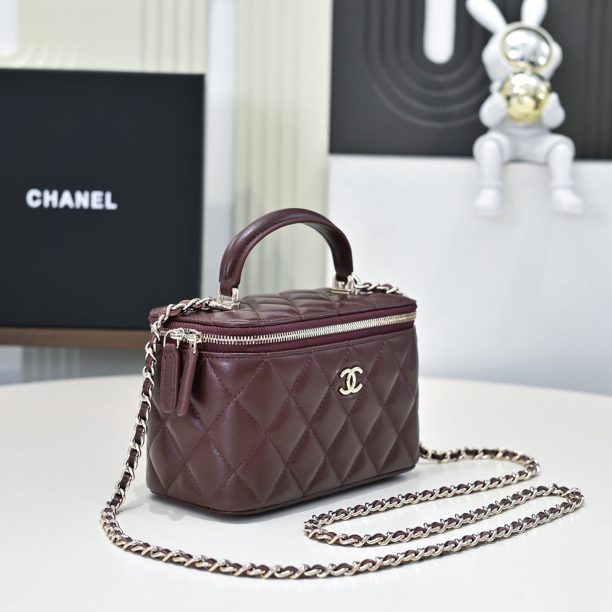 C*C 26s Vanity Case Deep Quilted Lambskin