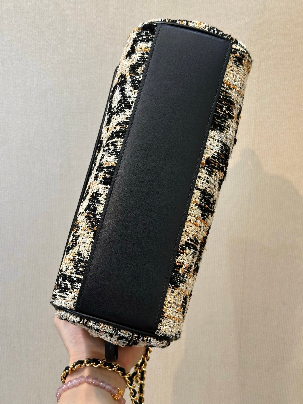 C*C 26s Flap Bag Black Leopard Tweed Lambskin