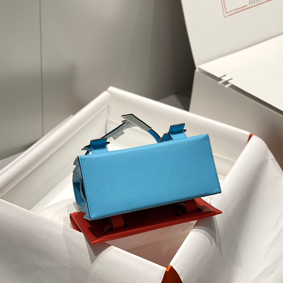 H*M Kelly Doll Picto Bag Blue Sky White Togo Leather
