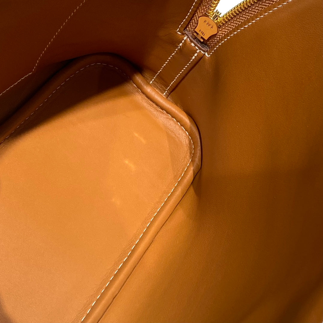 H*M Bolide 25 Ginger Epsom Leather Gold Hardware