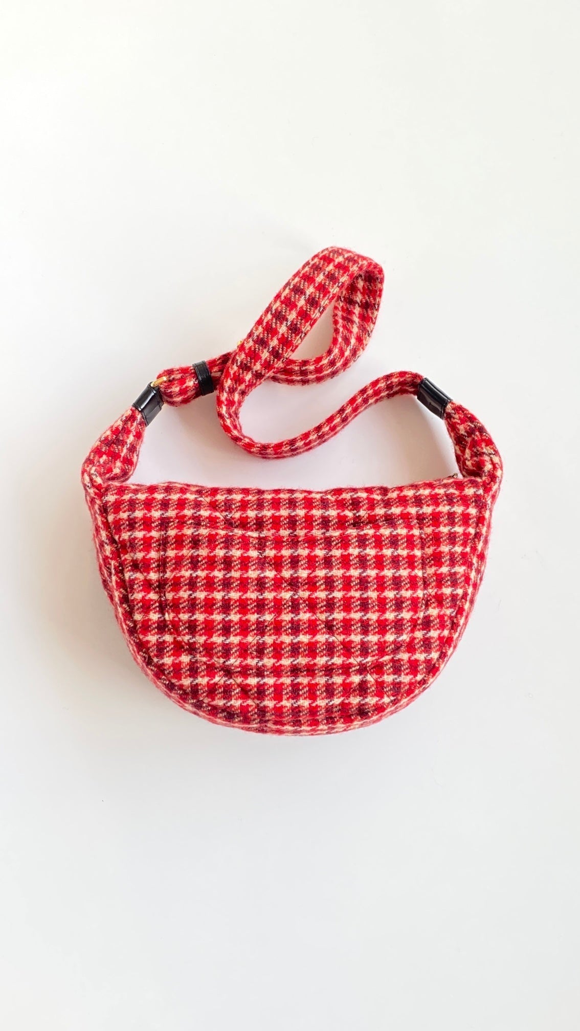C*C Houndstooth 30 Hobo Bag Red Wool Tweed