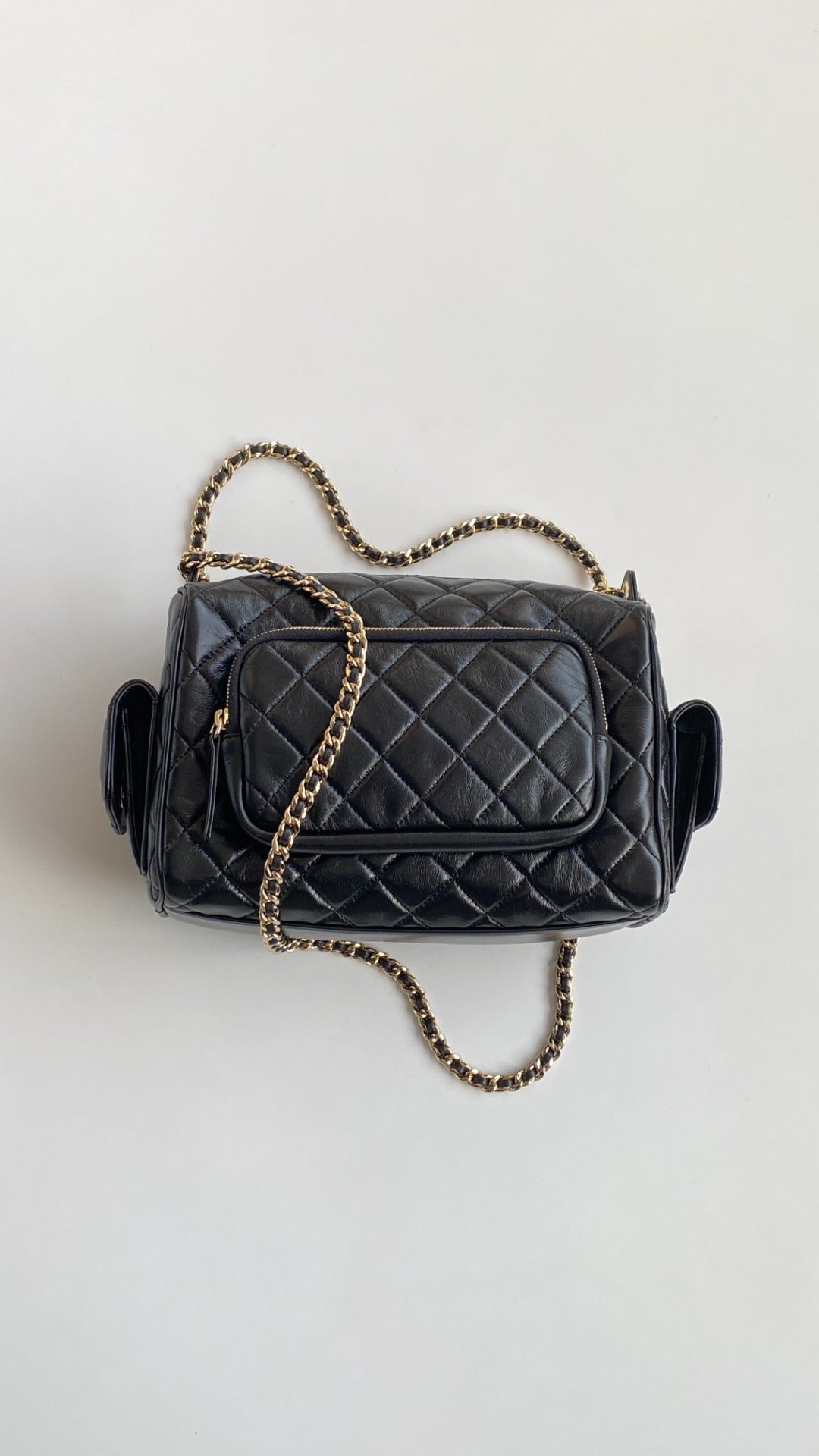 C*C 2025 Multi-Pockets Camera Case Bag Black Calfskin