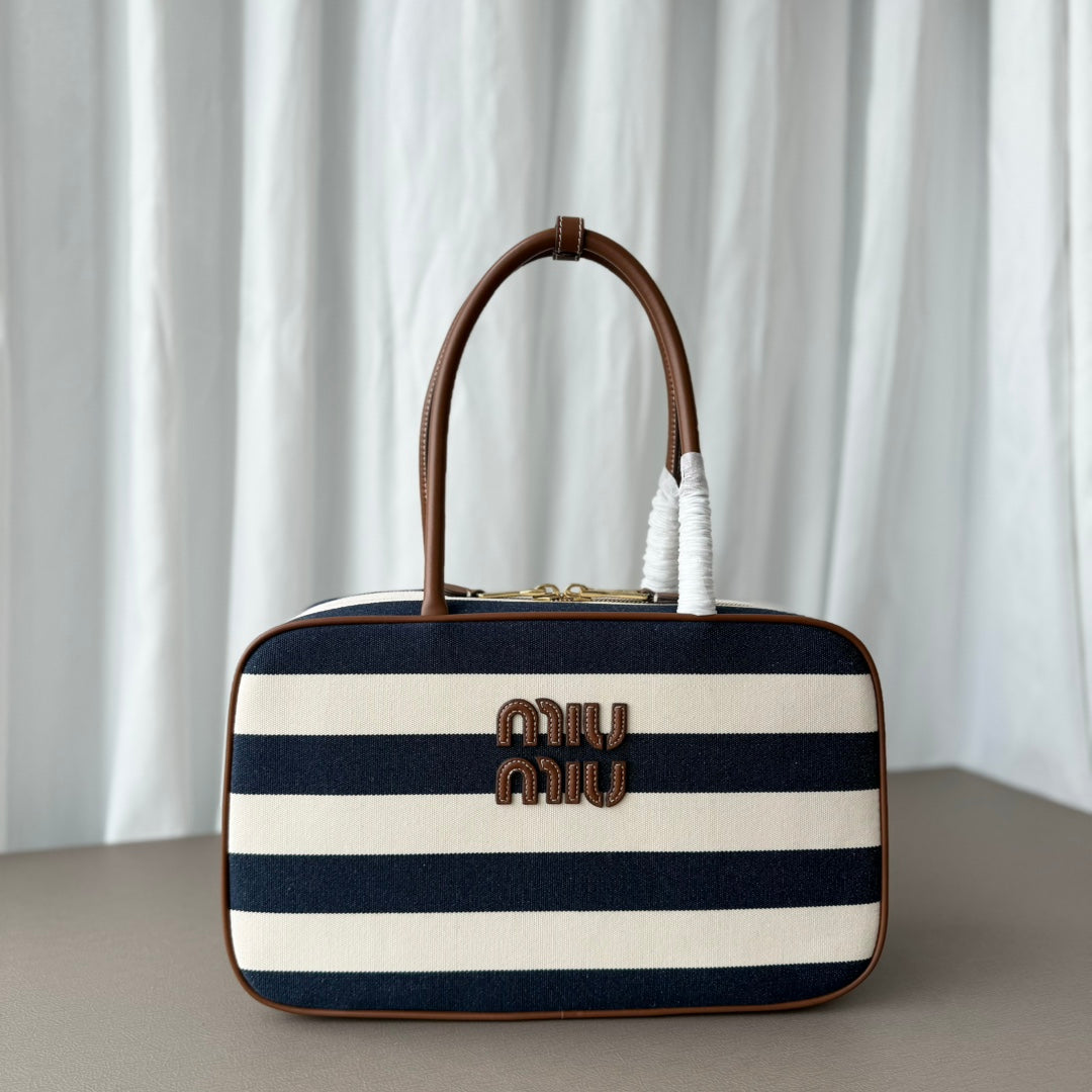 M*u*M*u Beau Tote Bag Striped Canvas