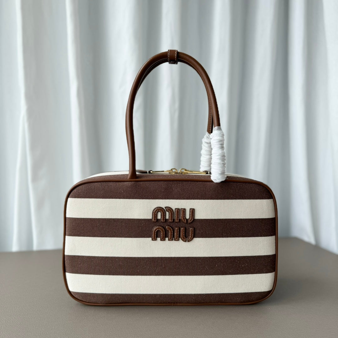 M*u*M*u Beau Tote Bag Striped Canvas