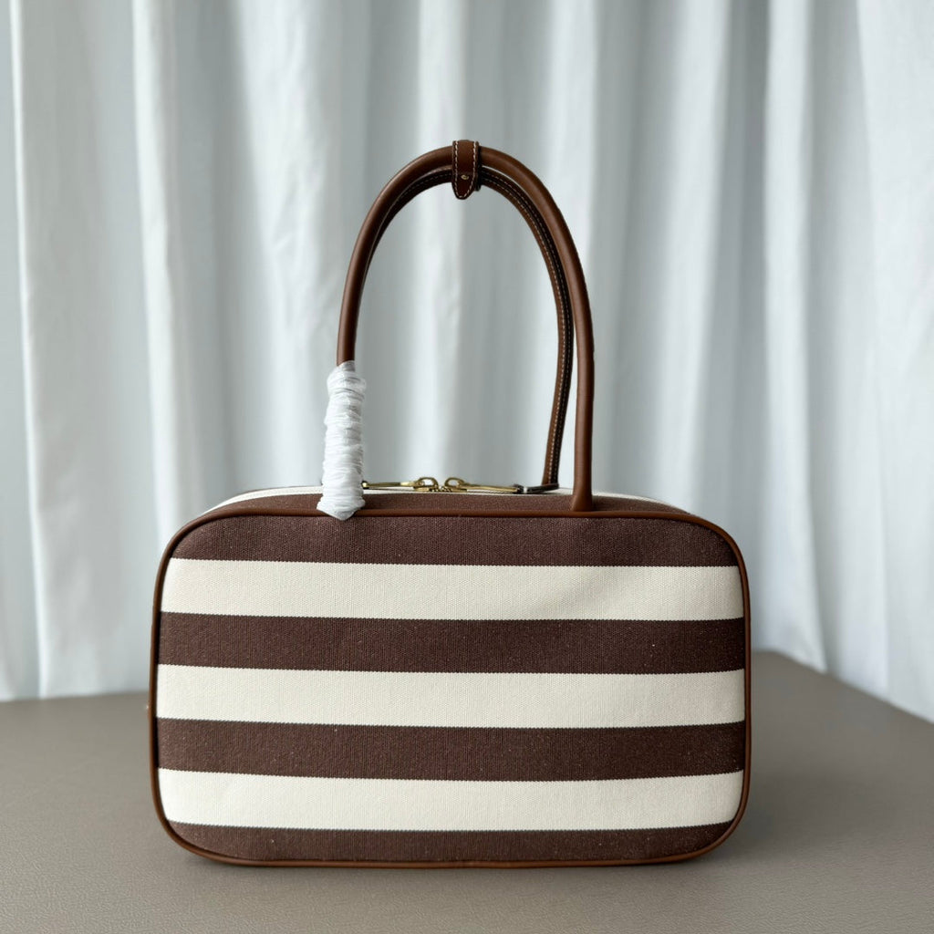 M*u*M*u Beau Tote Bag Striped Canvas