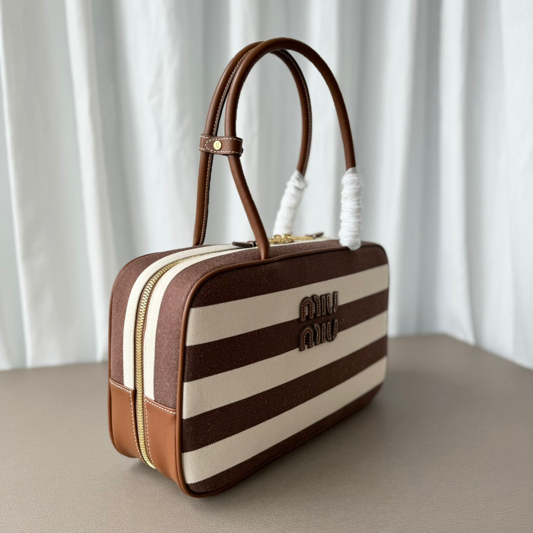 M*u*M*u Beau Tote Bag Striped Canvas