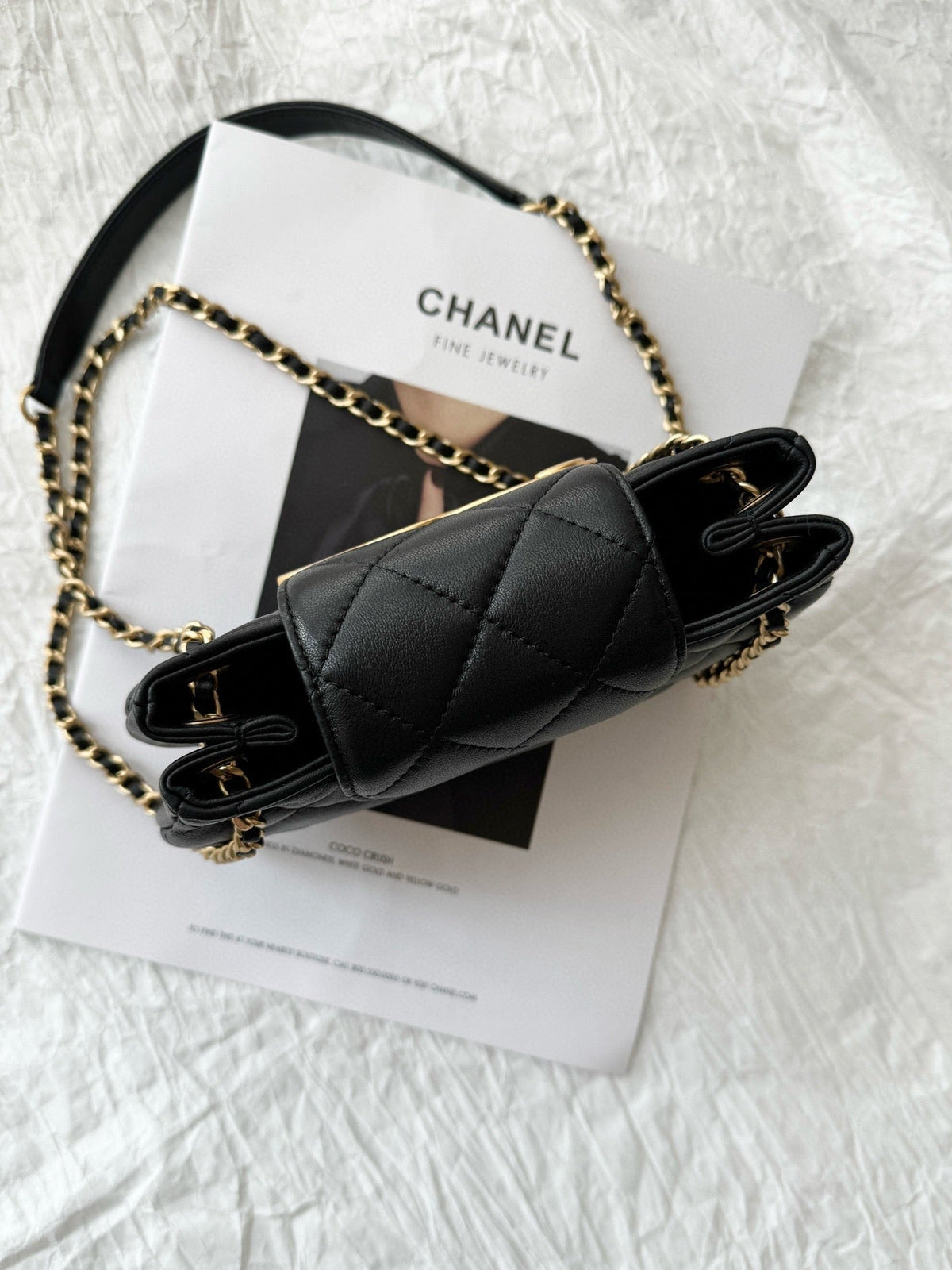 24c C*C hobo bag 20cm black lambskin gold hardware