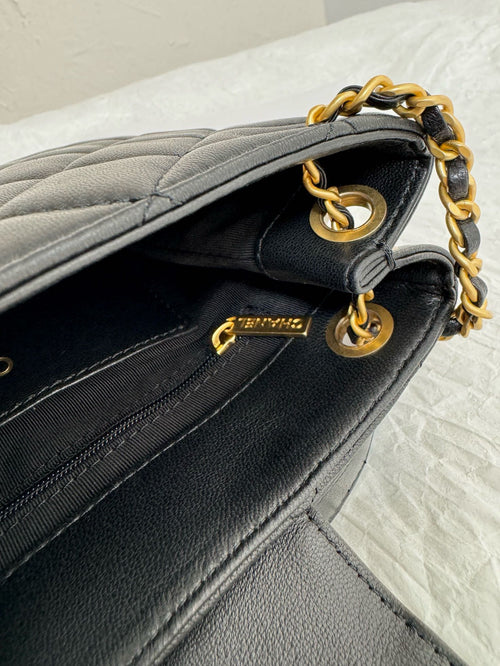 24c C*C small shopping bag 21cm black lambskin gold hardware