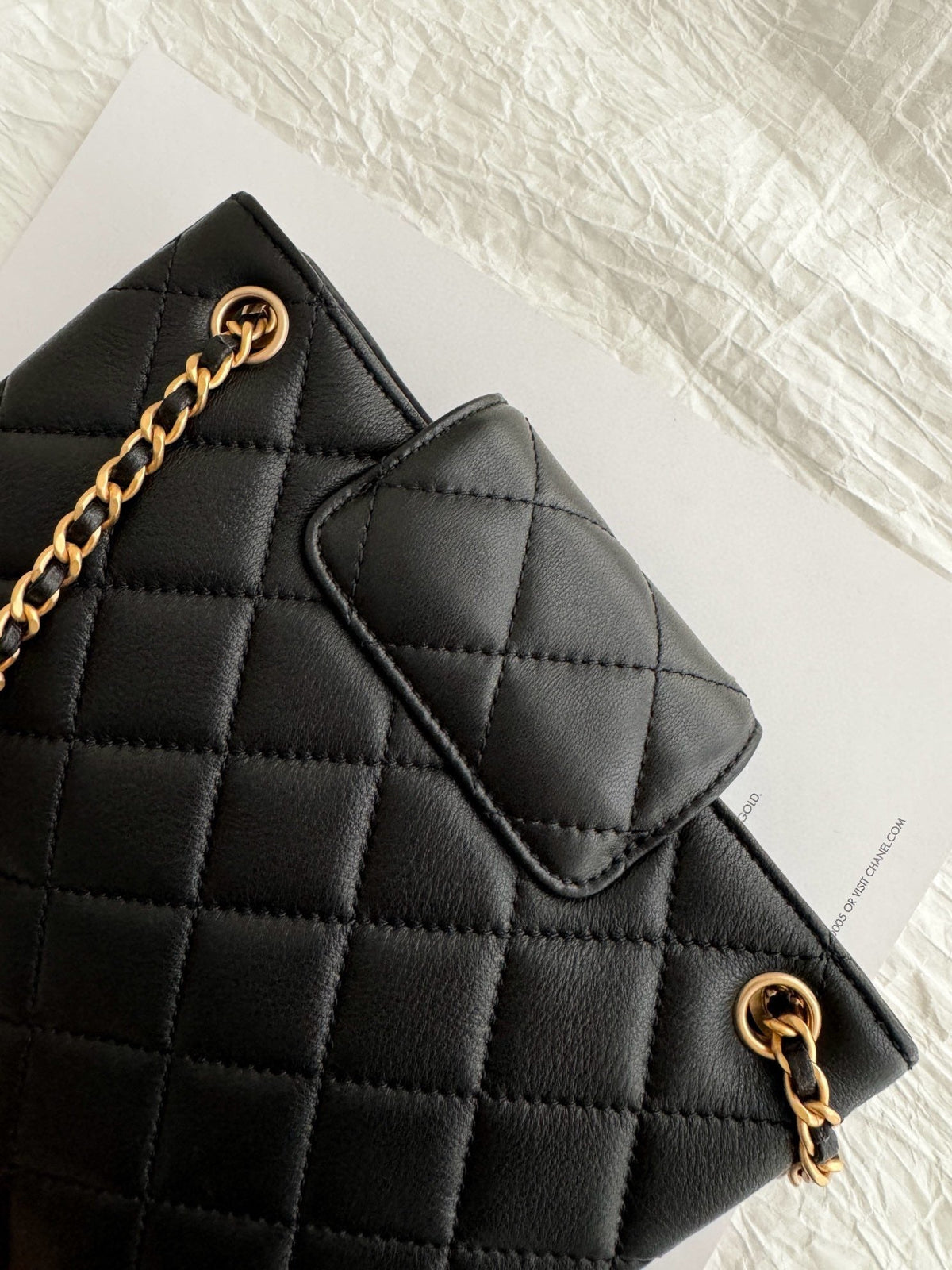 24c C*C small shopping bag 21cm black lambskin gold hardware