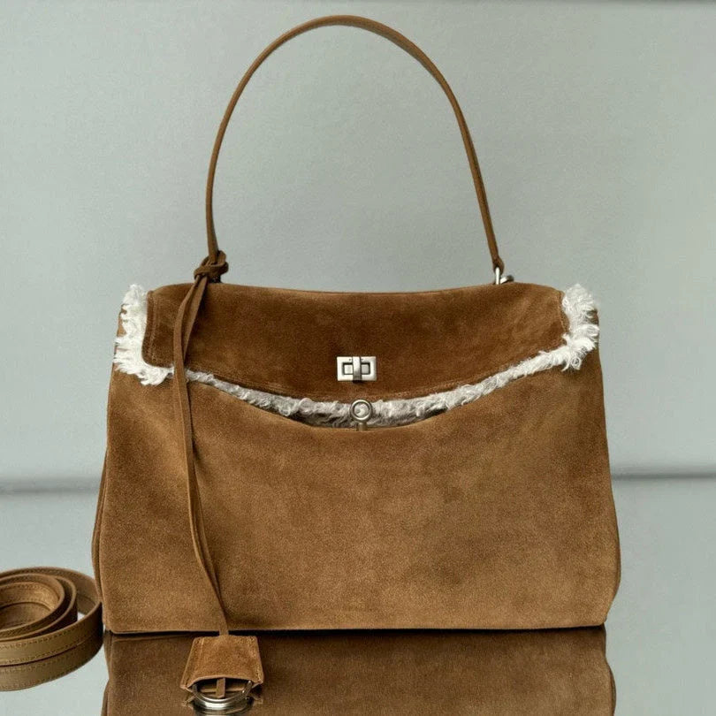 B*lenciaga Rodeo Bag Suede Sliver Hardware