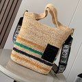 L*E 30 SLIT BAG IN COLORFUL RAFFIA AND CALFSKIN