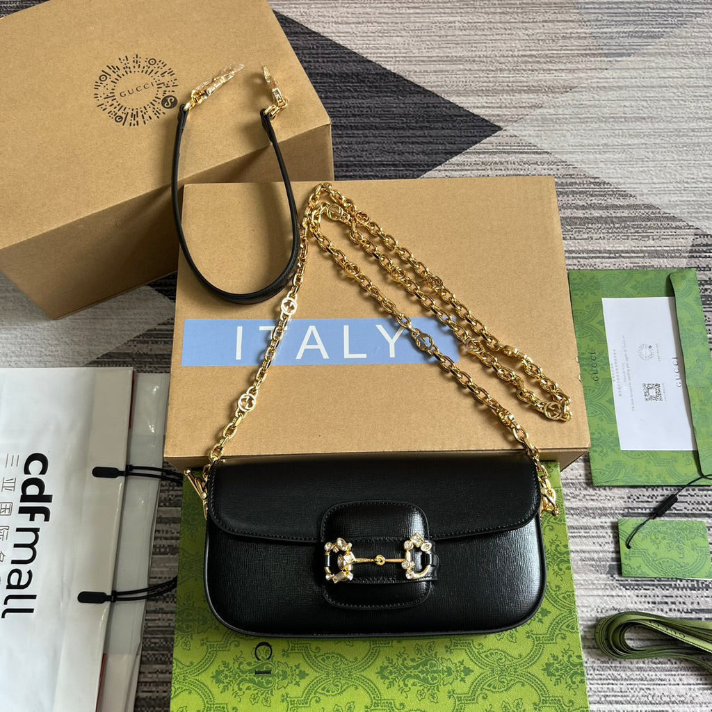 DIAMOND HORSEBIT SHOULDER BAG CALFSKIN GOLD HARDWARE