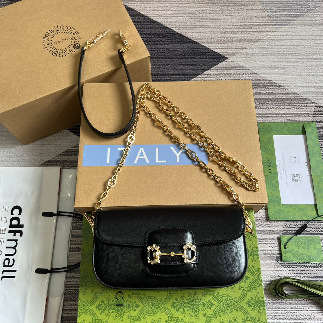 DIAMOND HORSEBIT SHOULDER BAG CALFSKIN GOLD HARDWARE