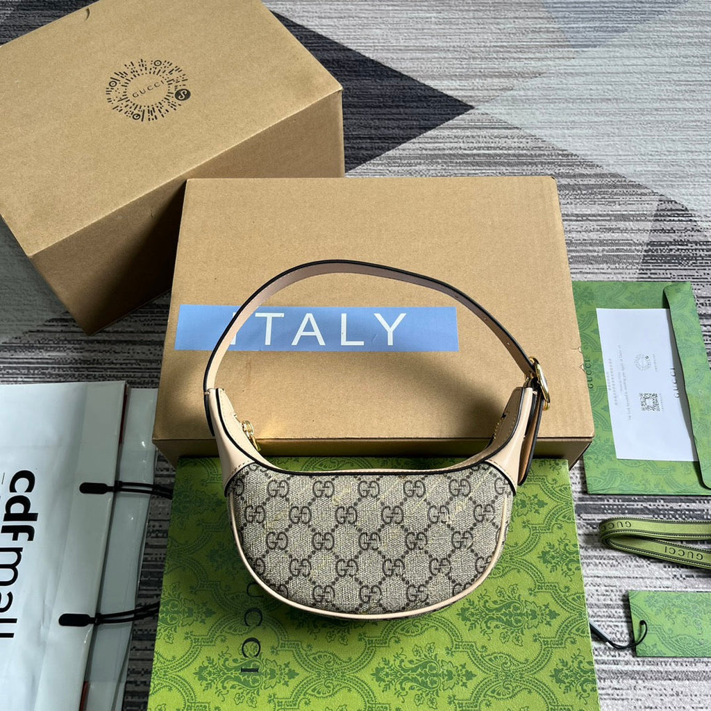 OPHIDIA G*G 20 MINI BAG IN KHAKI BEIGE CANVAS
