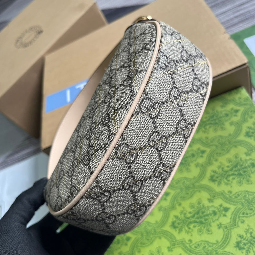 OPHIDIA G*G 20 MINI BAG IN KHAKI BEIGE CANVAS