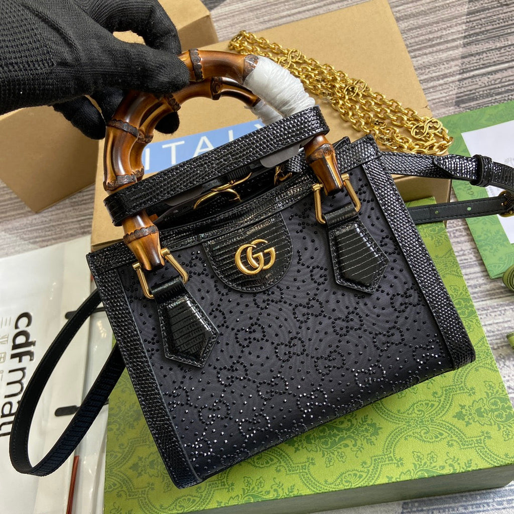 G*G DIANA JUMBO 20 MINI TOTE BAG BLACK CANVAS