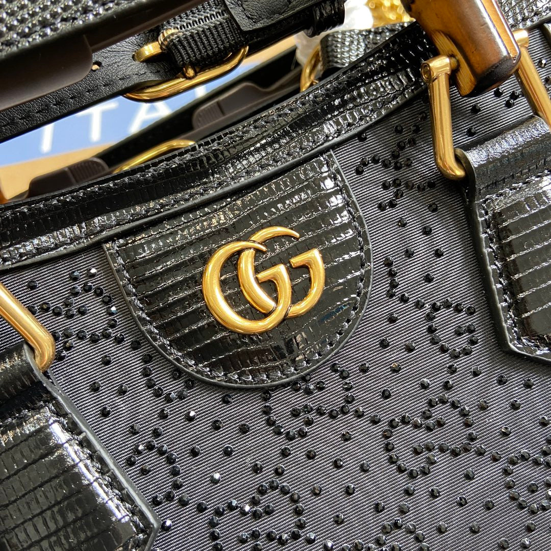 G*G DIANA JUMBO 20 MINI TOTE BAG BLACK CANVAS