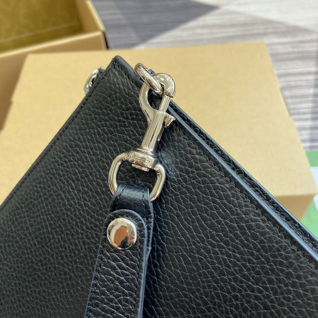 POUCH 28 WITH G*G LOGO BLACK CALFSKIN